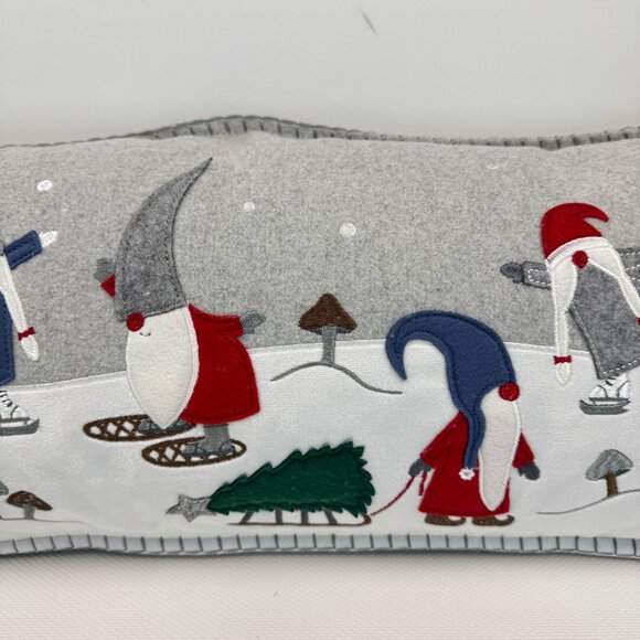 Christmas Gnomes Winter Scene Rectangular Throw Pillow Gray 10"x26" Storehouse - Picture 3 of 13